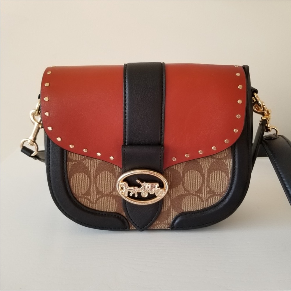 Coach Brown and Black Women's Bag Coach Georgie Saddle Bag Crossbody